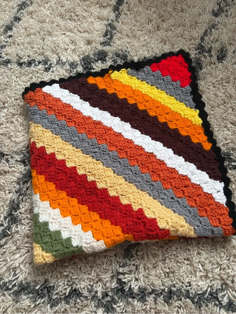 28x28 handmade corner-to-corner (C2C) crochet afghan